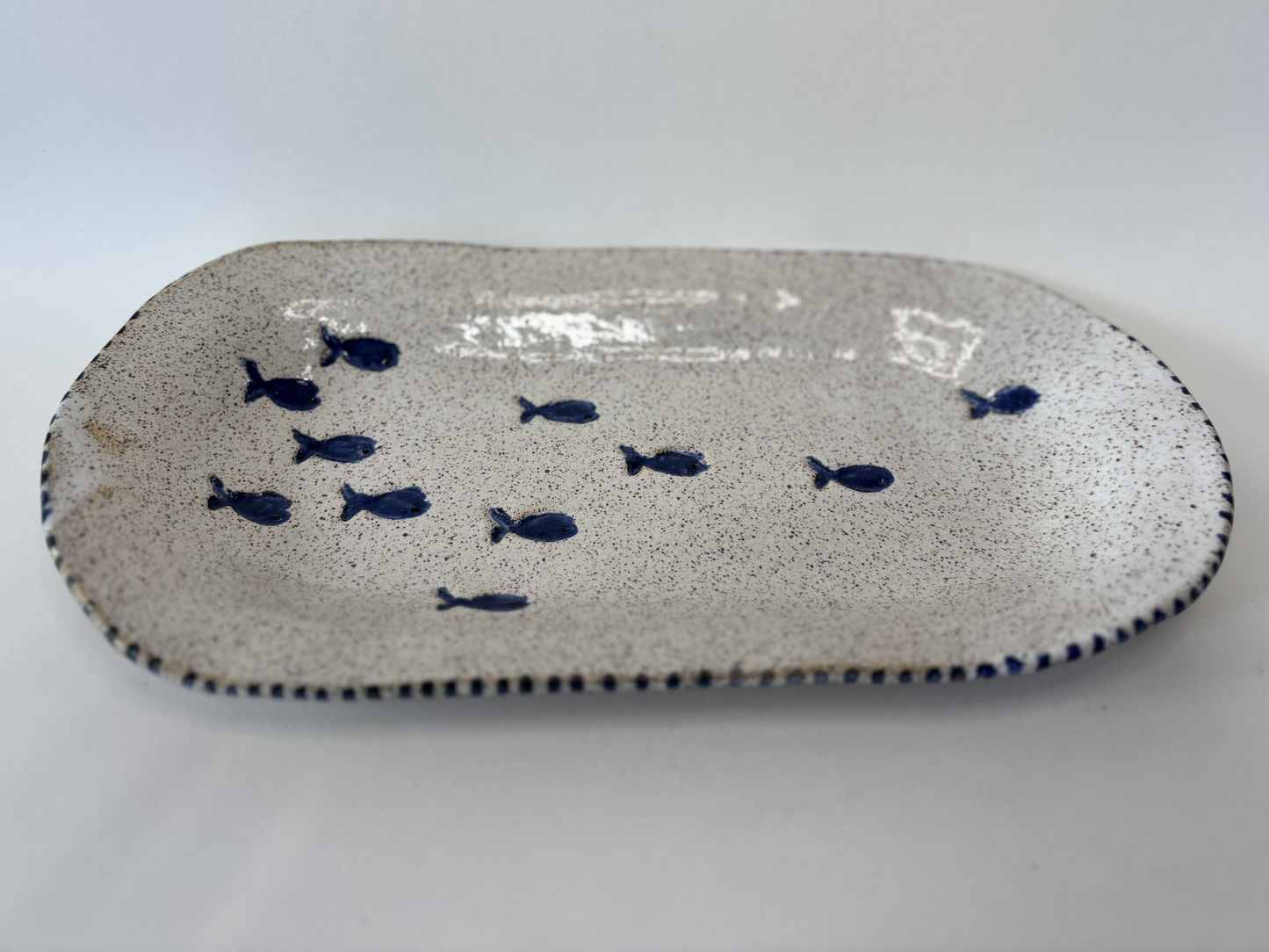 Small School of Fish Stoneware Platter